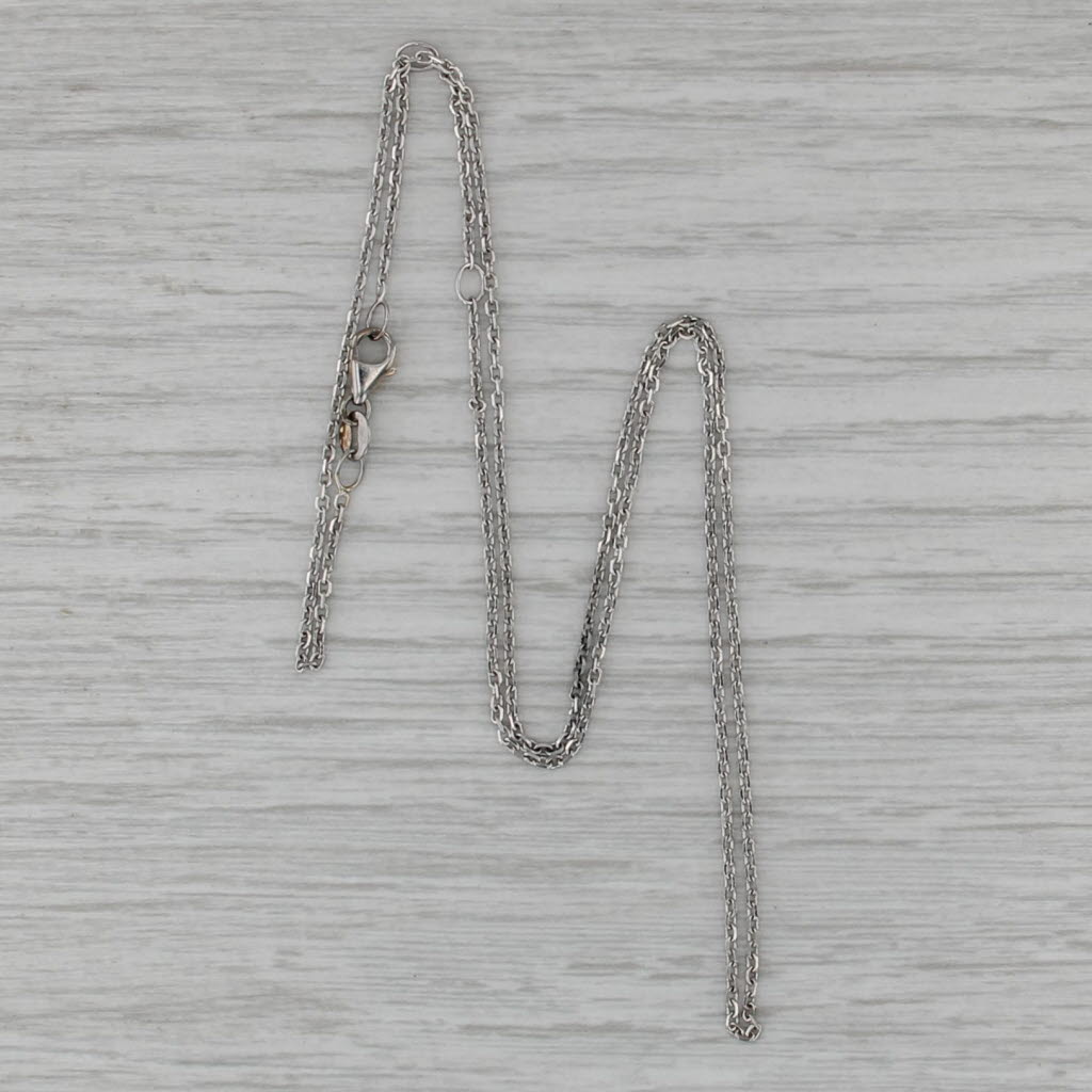 Cable Chain Necklace 14k White Gold Adjustable 16.5" 17.5" 18.5" 1mm