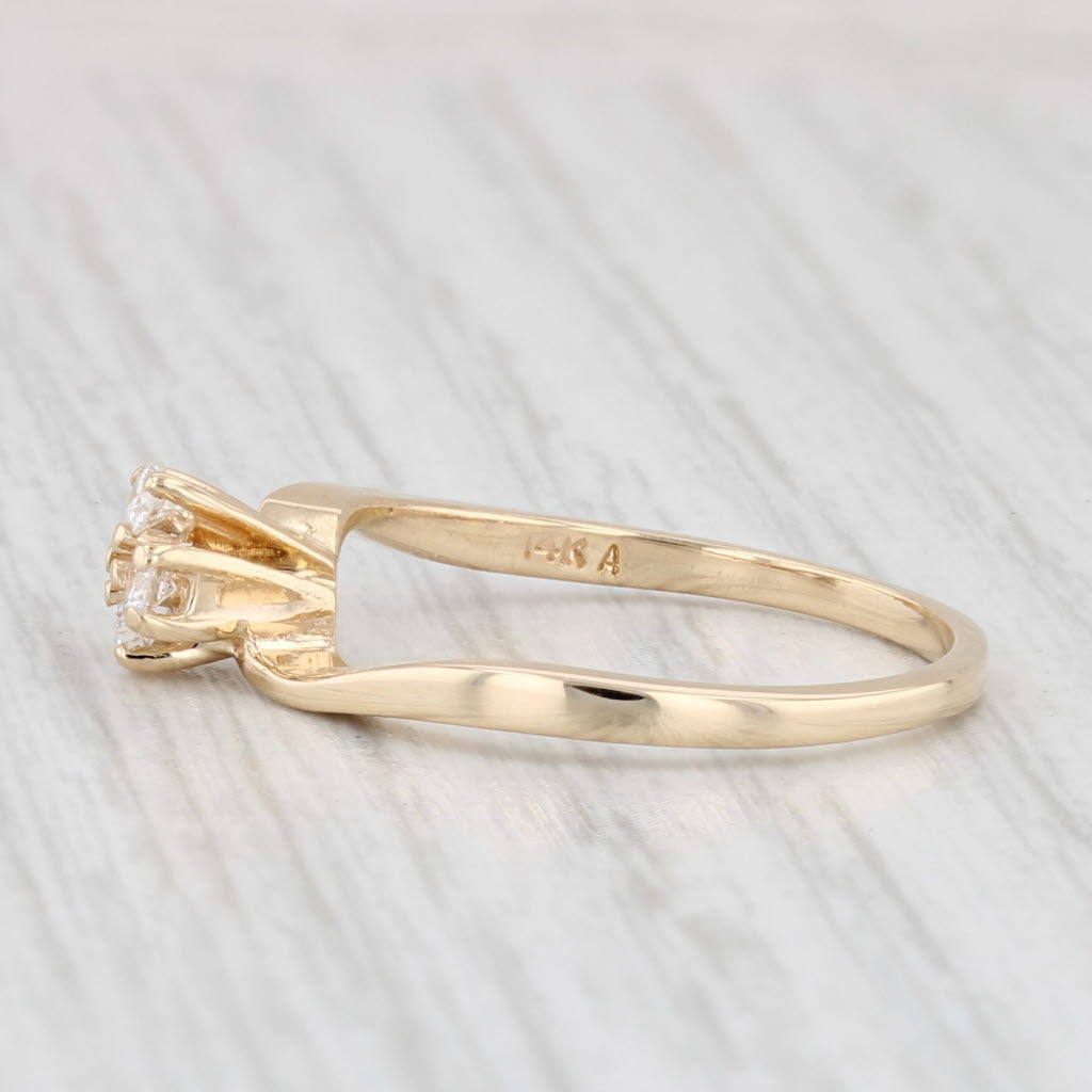 Light Gray 0.14ctw Diamond Cluster Ring 14k Yellow Gold Size 6.25 Bypass Engagement