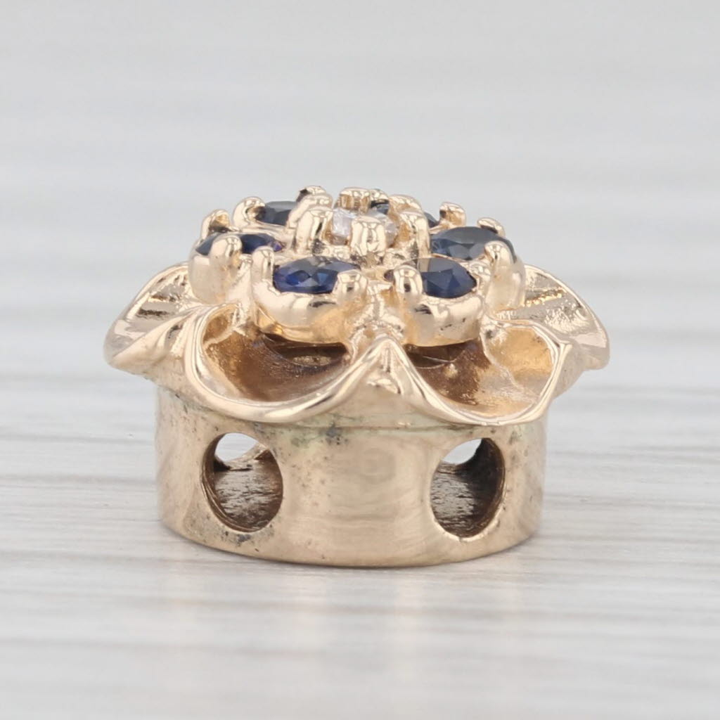 Light Gray 0.33ctw Sapphire Diamond Flower Slide Bracelet Charm 14k Gold Richard Glatter