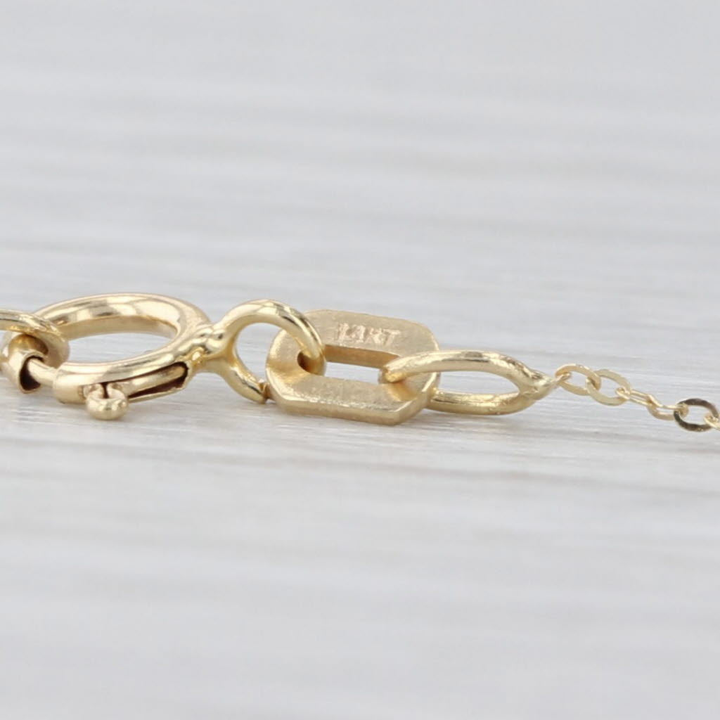 New Lab Created Blue Opal Station Necklace 14k Yellow Gold 14" 16" Cable Chain