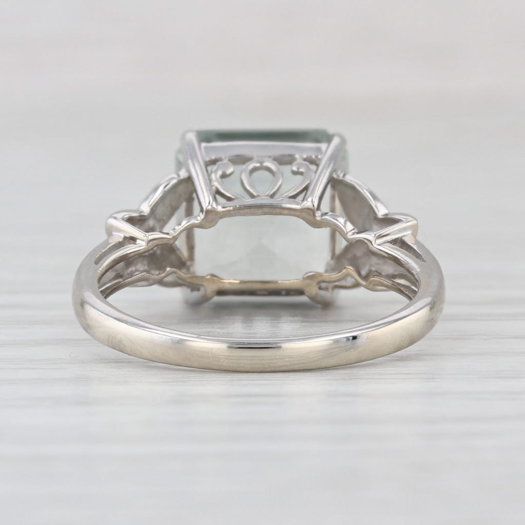 3.80ct Prasiolite Green Amethyst Ring 10k White Gold Size 7 Diamond Accents