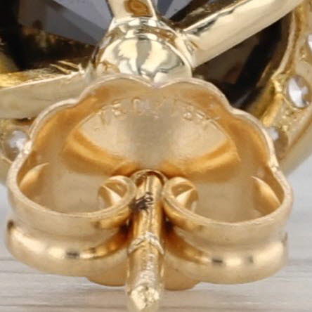 3.55ctw Black White Diamond Halo Stud Earrings 18k Yellow Gold Round Studs