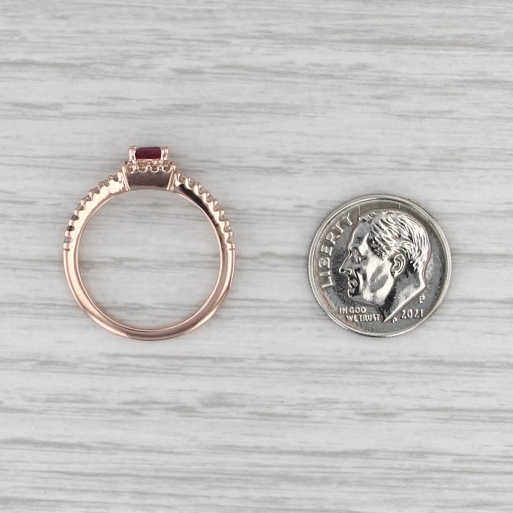 0.60ctw Ruby Diamond Halo Ring 14k Rose Gold Size 7 Engagement