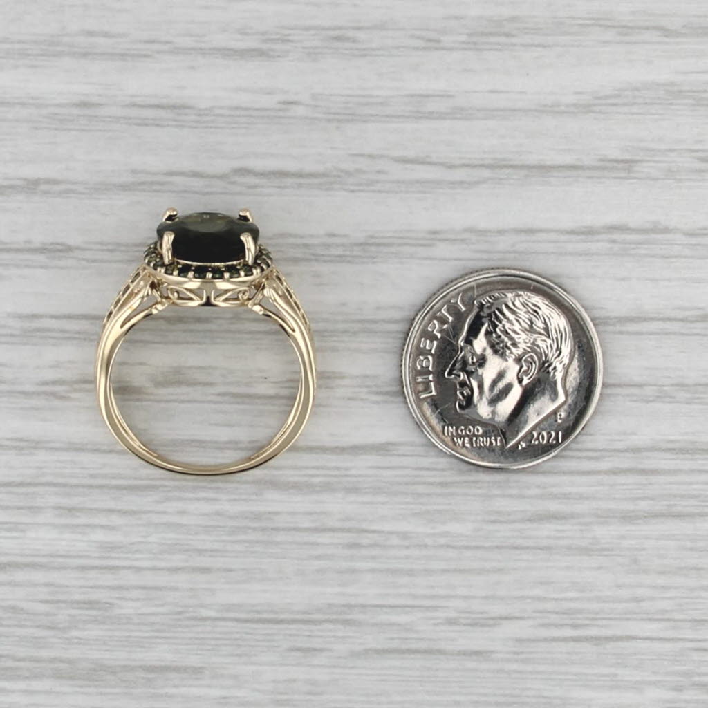 Ornamental Green Stone Green Diamond Ring 10k Yellow Gold Size 6.25