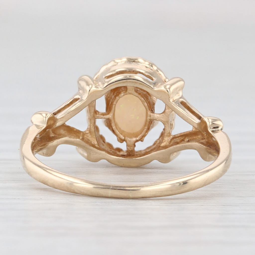 Light Gray Oval Cabochon Opal Solitaire Ring 14k Yellow Gold Size 6.25