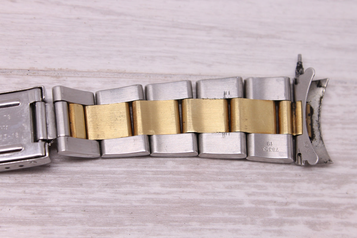Vintage 1995 Rolex Steel & 18k Gold Oyster Bracelet 78353-19 Watch Bracelet Band