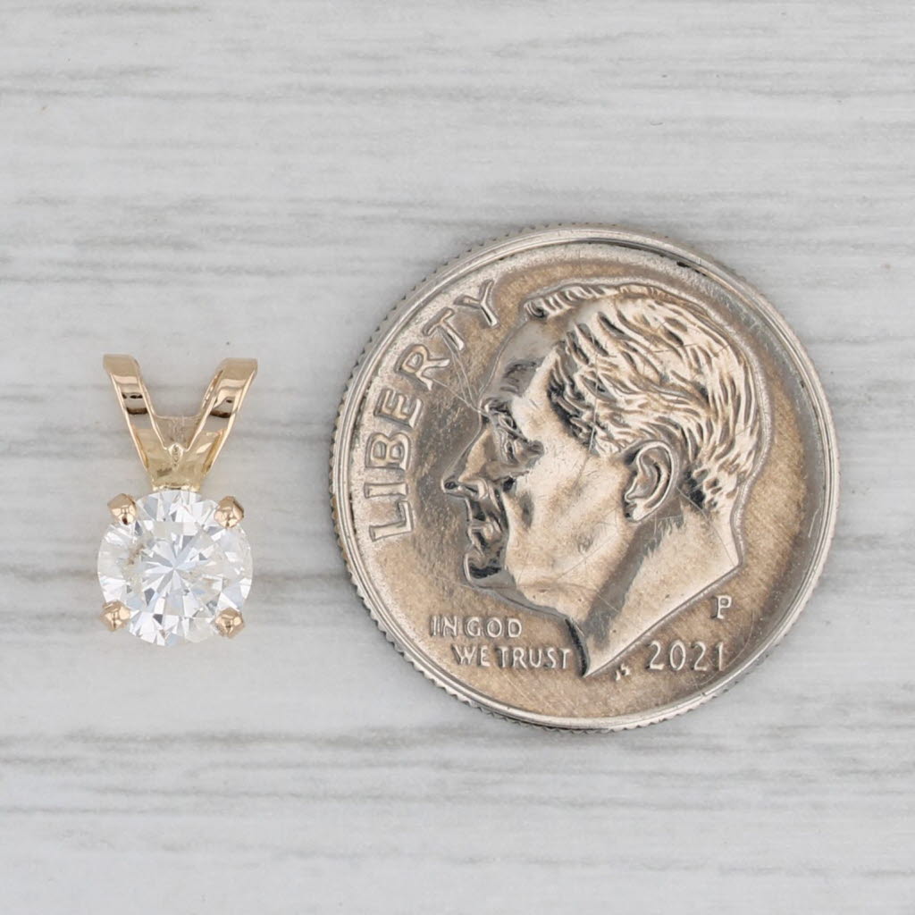 Gray New 0.64ct Round Diamond Solitaire Pendant 14k Yellow Gold Small Drop