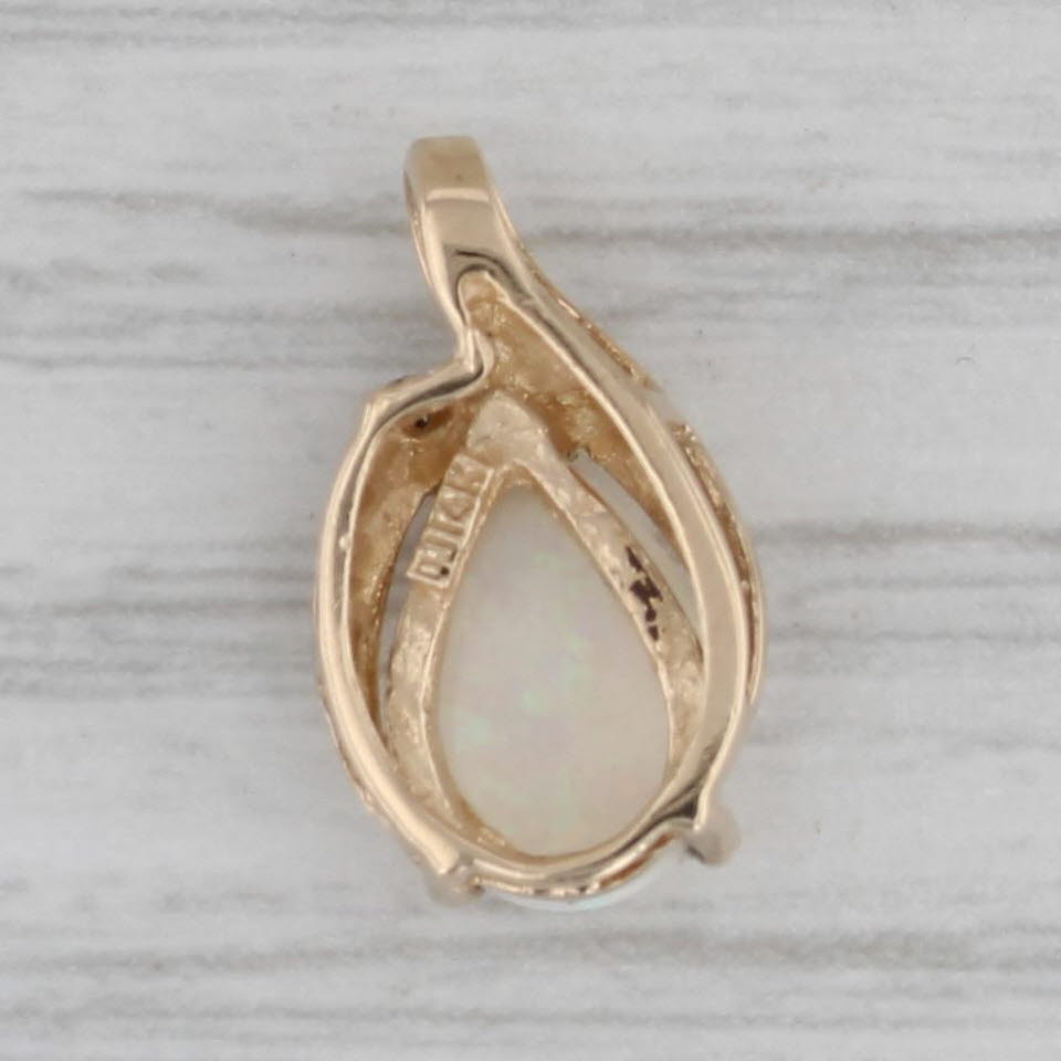 Gray Pear Opal Solitaire Pendant 14k Yellow Gold Diamond Accent