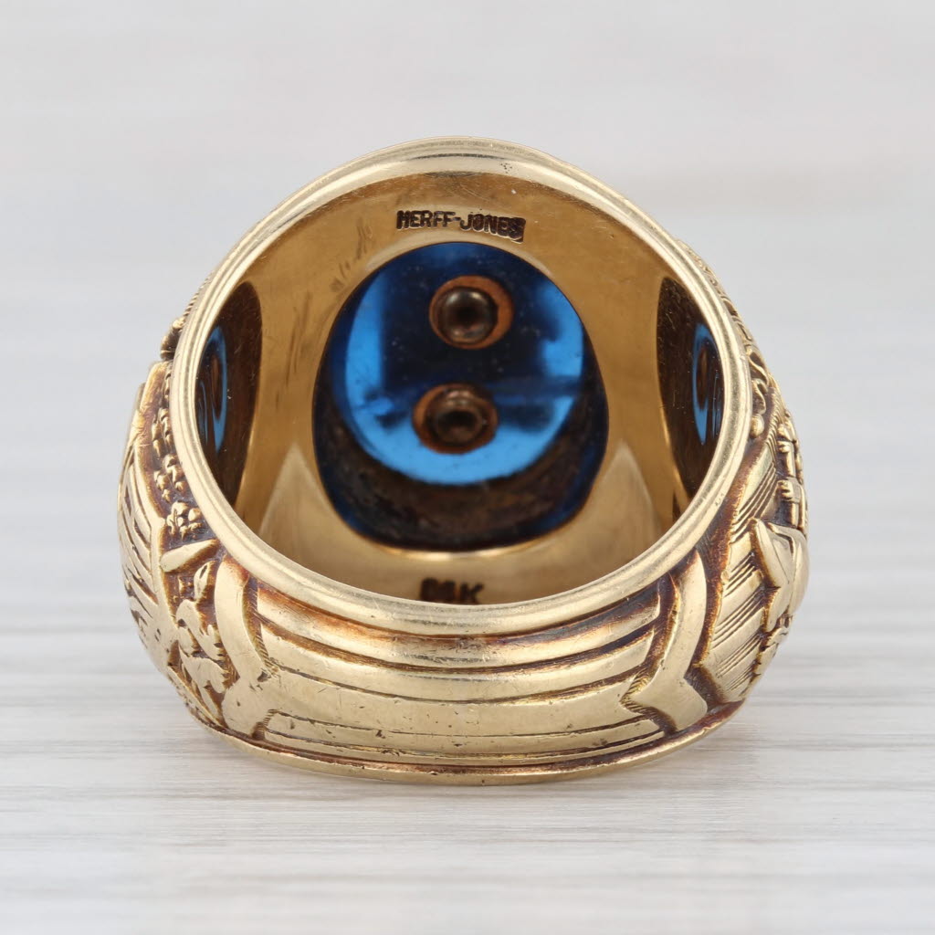 West Point Military Academy Ring 14k Gold Lab Created Spinel Vintage 1950