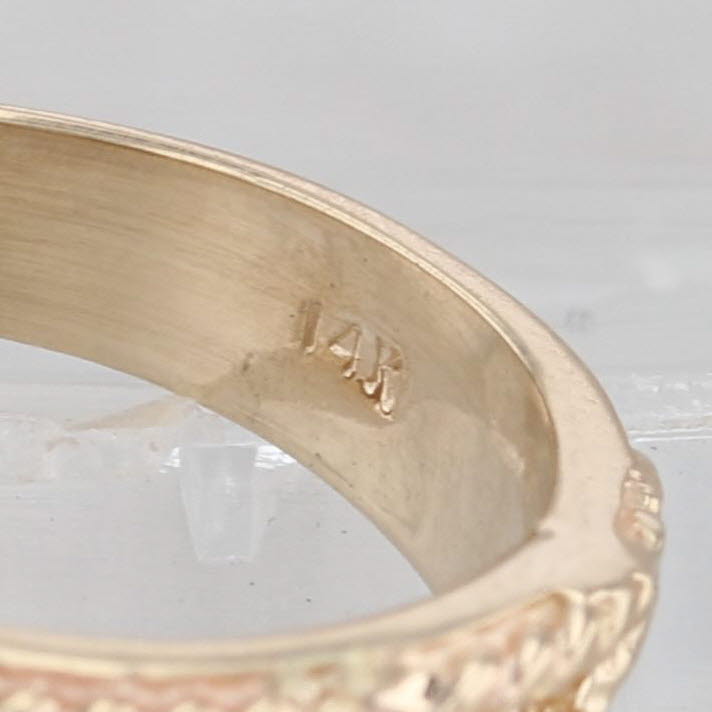 Rough Cut Diamond 3-Stone Ring 14k Yellow Gold Size 6
