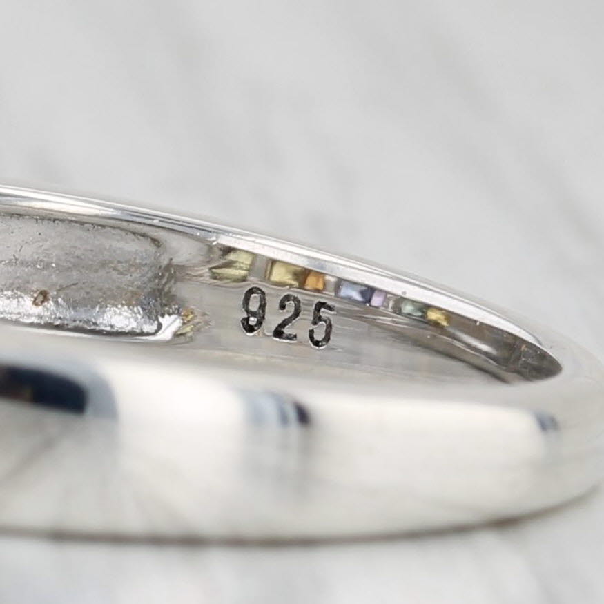 Light Gray 0.91ctw Multicolor Rainbow Sapphire Ring Sterling Silver Stackable Band COA