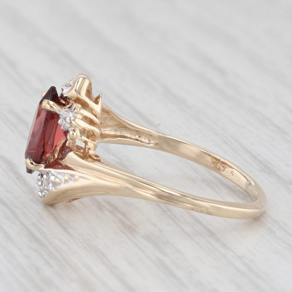 Light Gray 0.76ctw Garnet Marquise Diamond 10k Yellow Gold Size 4.25 Ring