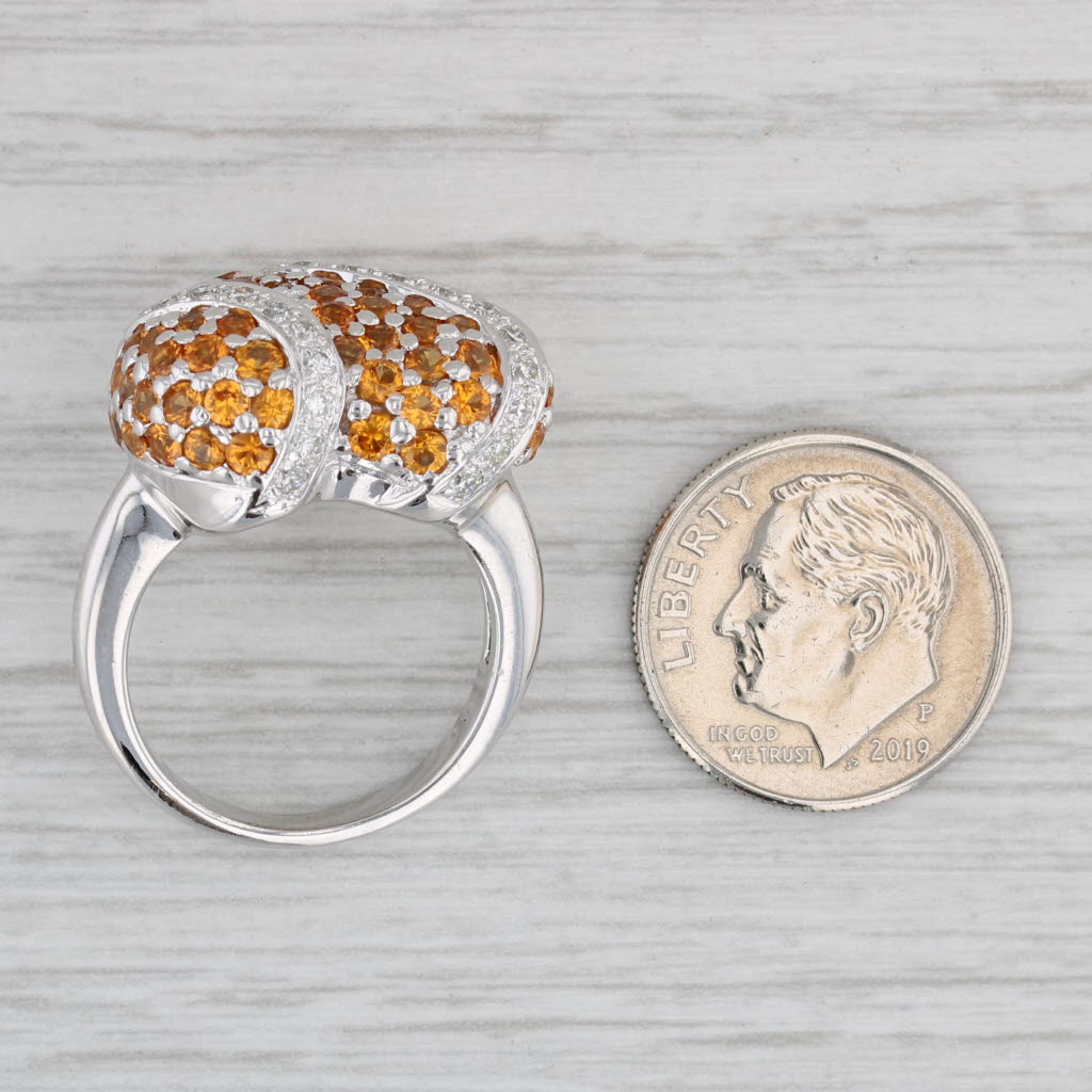 Gray 4.20ctw Orange Sapphire Diamond Heart Ring 18k White Gold Size 6.5 Cocktail