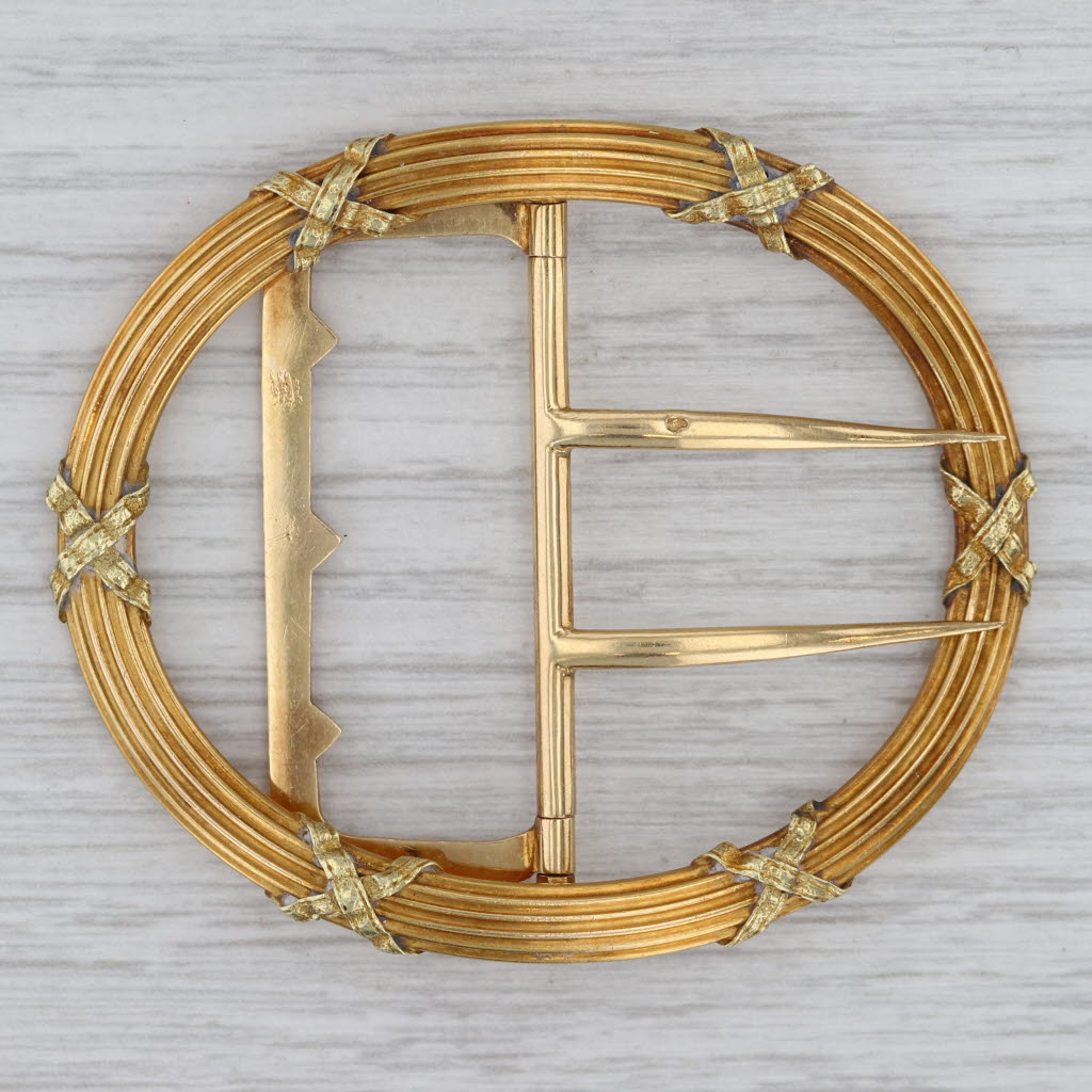 Gray Antique Hair Pin Clip 18k Yellow Gold French Hallmarks