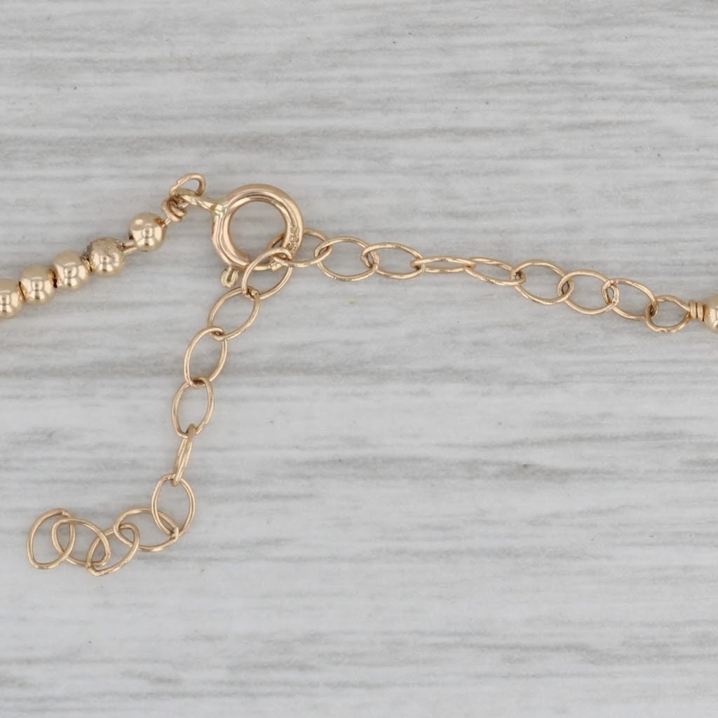 Gray Bead Strand Necklace 14k Yellow Gold Adjustable 16" 2mm