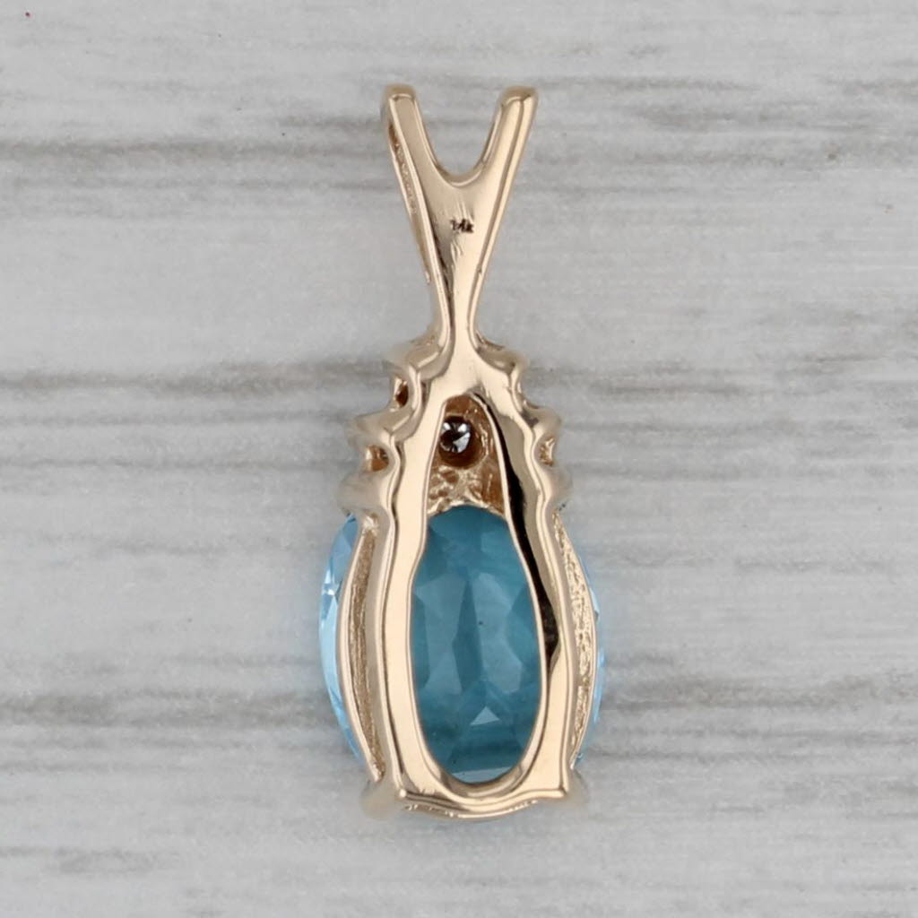 Gray 1.92ctw Blue Topaz Diamond Pendant 14k Yellow Gold
