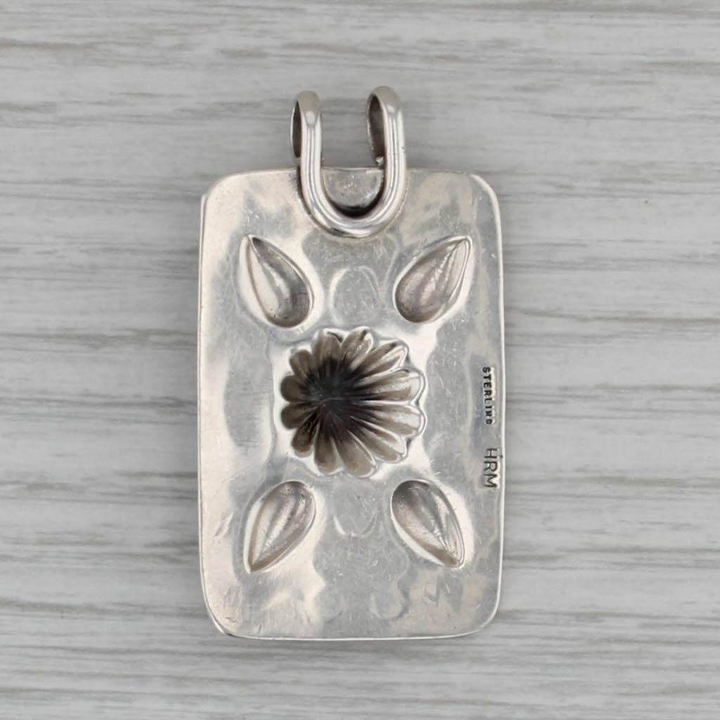 Vintage Southwestern Stamped Pattern Pendant Sterling Silver Statement