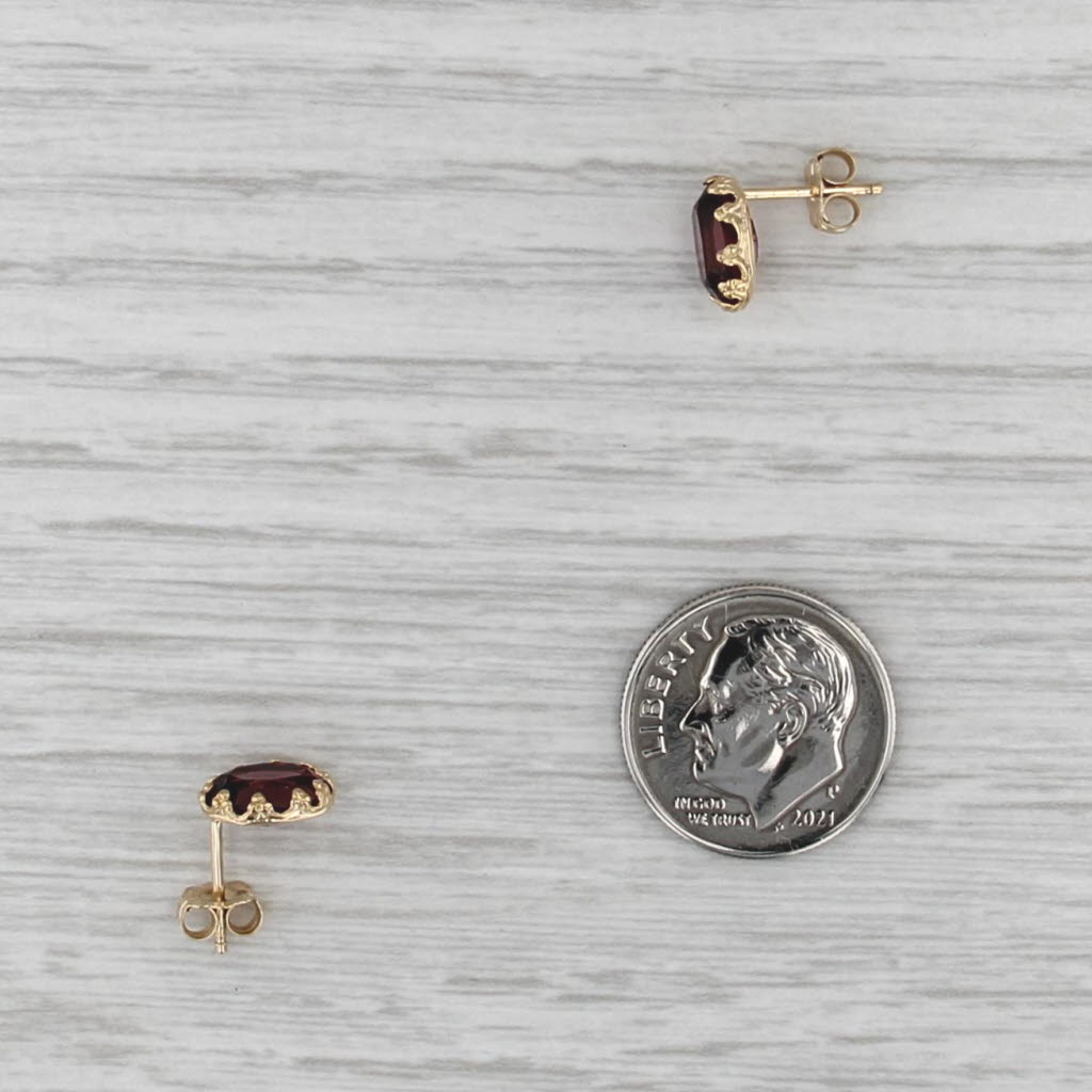 Purple Glass Stud Earrings 10k Yellow Gold Imitation Amethyst Studs