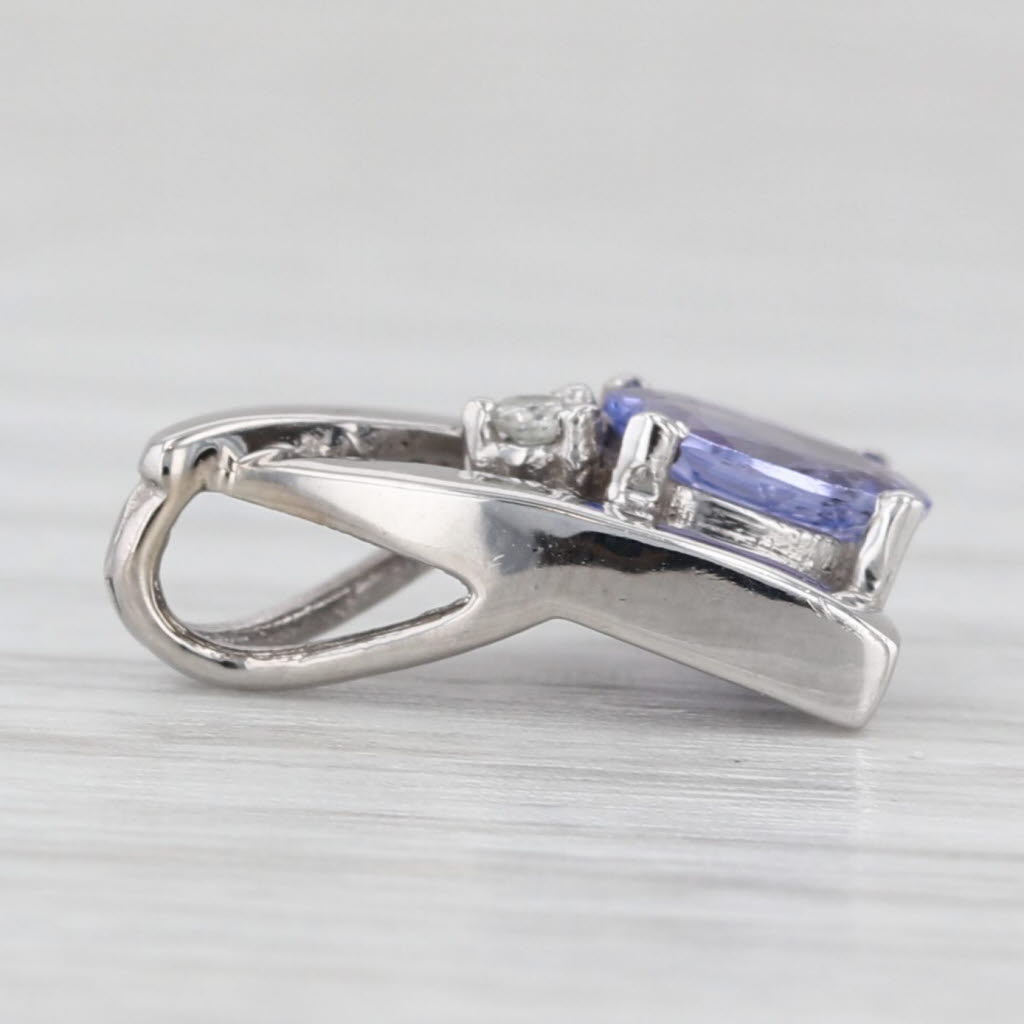 Light Gray 0.50ct Tanzanite Diamond Pendant 14k White Gold Small Drop