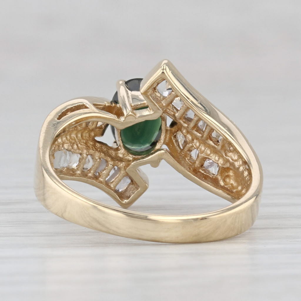 2.10ctw Green & White Sapphire Bypass Ring 10k Yellow Gold Size 7.25