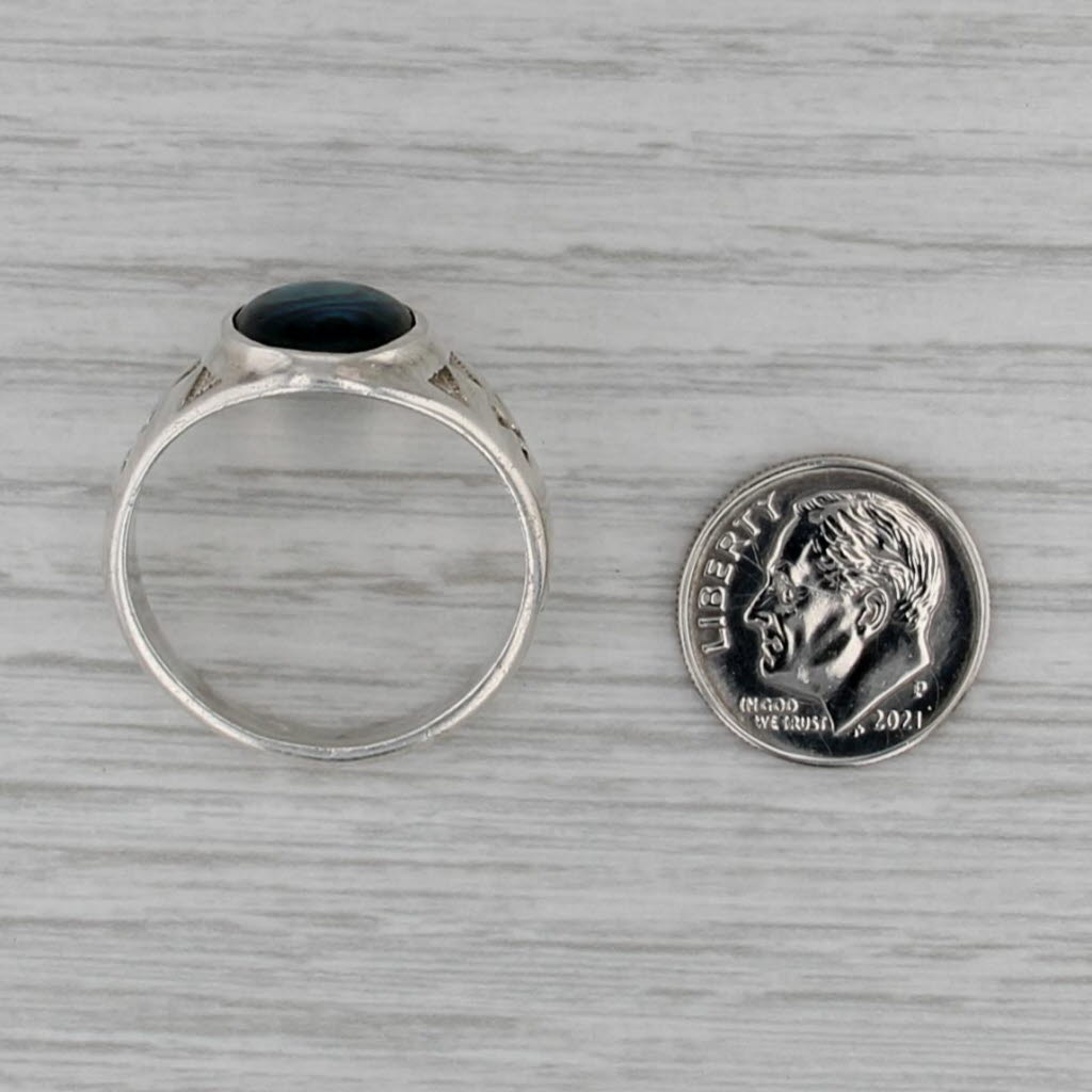 Vintage Green Abalone Ring Sterling Silver Size 12.75 Native American Wheeler