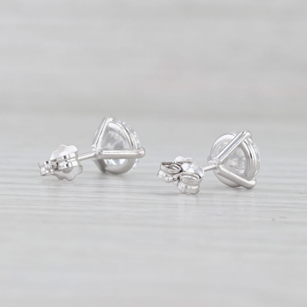 Light Gray New 2ctw Round Lab Created Diamond Stud Earrings 14k White Gold VS1 D IGI