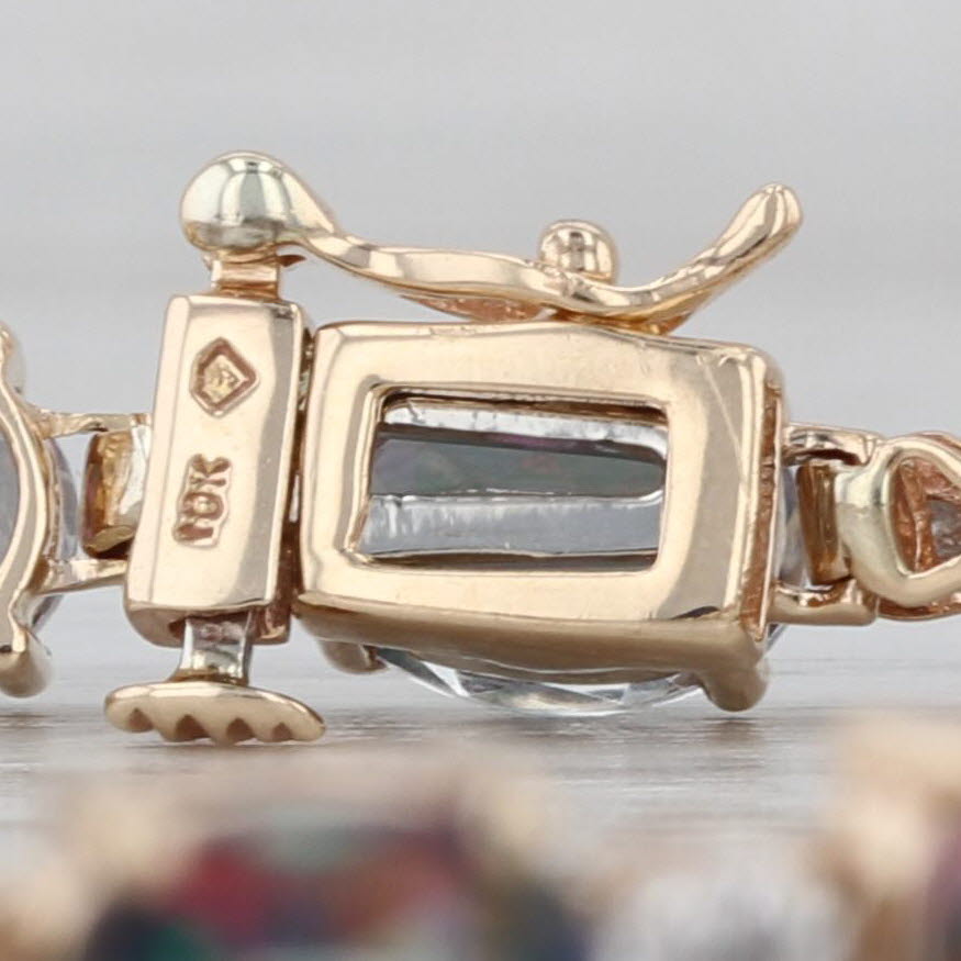 17.20ctw Mystic Topaz Diamond Tennis Bracelet 10k Yellow Gold 6.75" 5.5mm