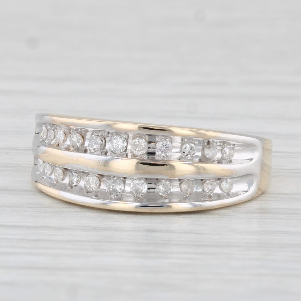Light Gray 0.18ctw Diamond Wedding Band 10k Yellow Gold Size 7 Stackable Ring