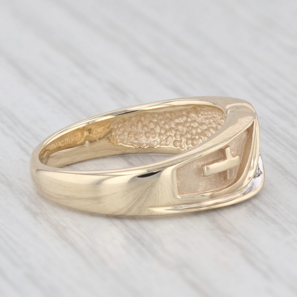 Light Gray Fredrick Goldman Diamond Cross Ring 10K Gold Size 4.75 Religious Wedding Band