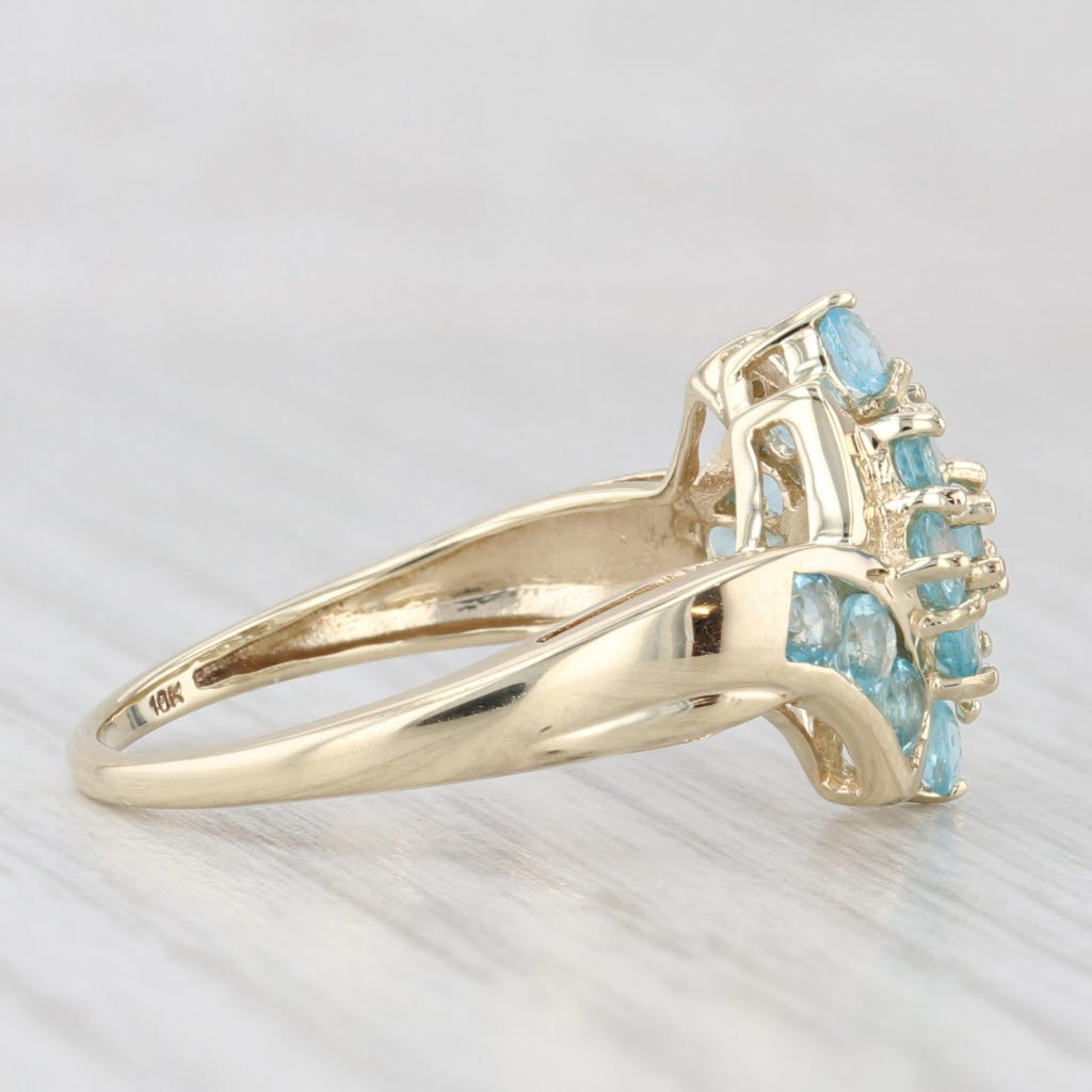 Light Gray 1.15ctw Blue Apatite Cluster Bypass Ring 10k Yellow Gold Size 7