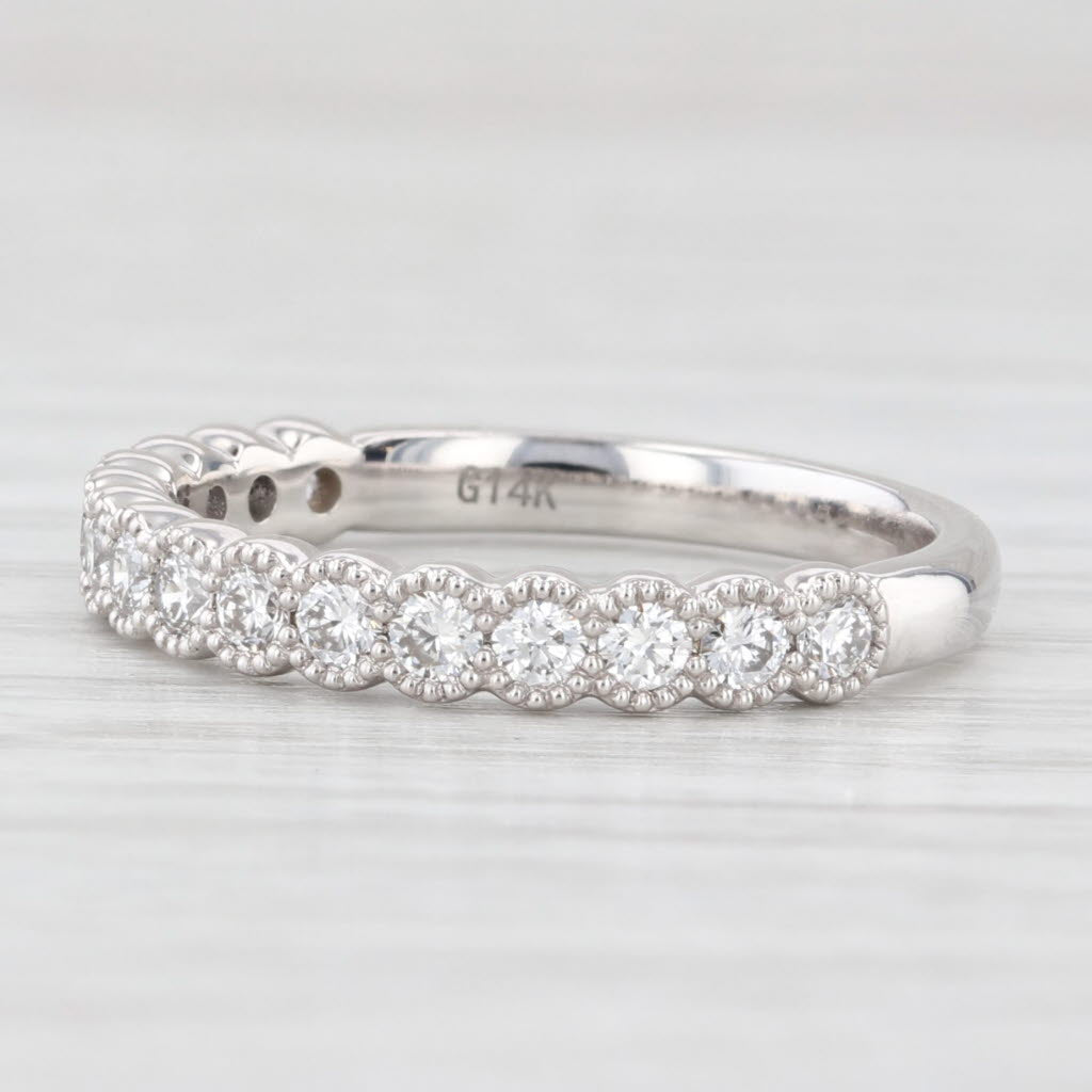 Light Gray New 0.54ctw Diamond Wedding Band 14k White Gold Stackable Anniversary Ring 6.5