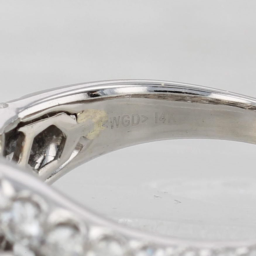 Light Gray 2.78ctw Diamond Halo Bridal Ring 14k White Gold Size 8.5