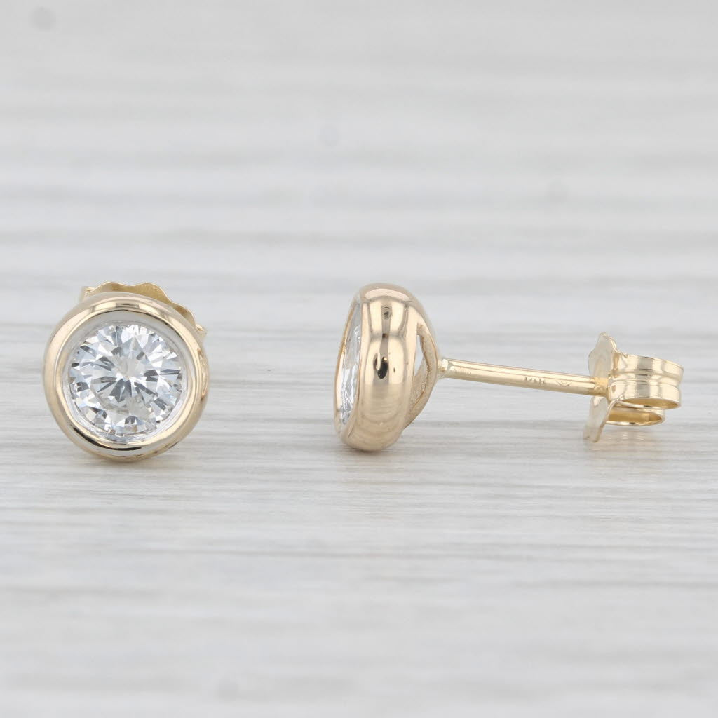 Light Gray 0.60ctw Round Solitaire Diamond Stud Earrings 14k Yellow Gold