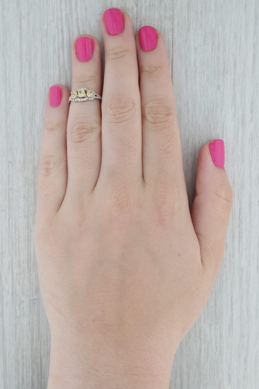 Gray Le Vian 0.93ctw Yellow White Diamond Engagement Ring 14k Gold 3-Stone Princess