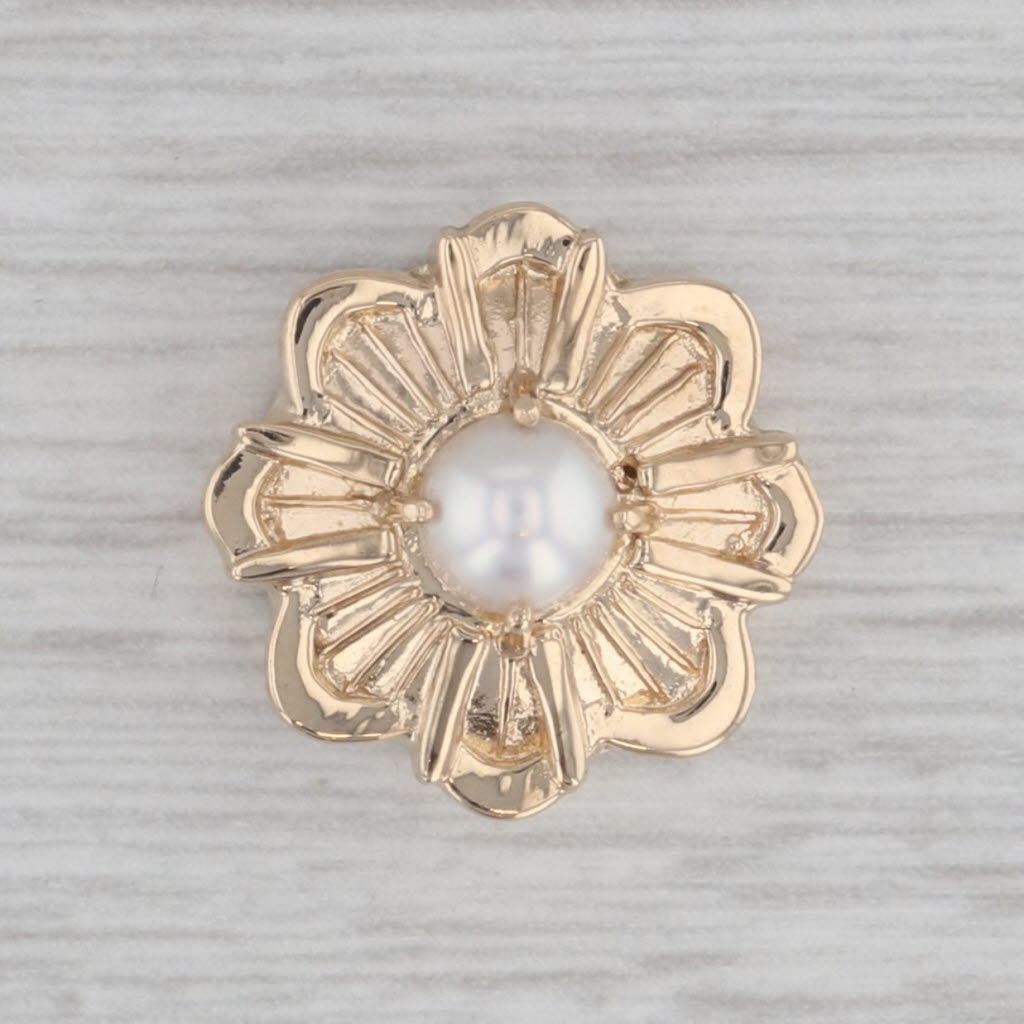 Gray Cultured Pearl Flower Slide Bracelet Charm 14k Gold Old Victoria Richard Glatter