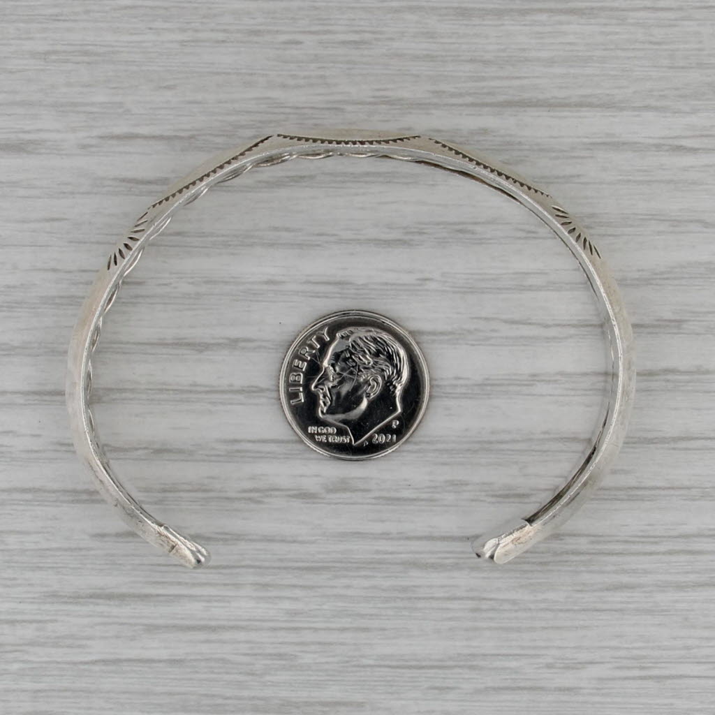 Vintage Native American Southwestern Stamped Cuff Bracelet Sterling Silver 6.75"