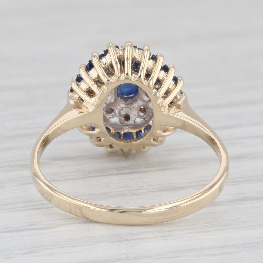 Light Gray 1.06ctw Blue Sapphire Halo Ring 10k Yellow Gold Size 8 Diamond Accents