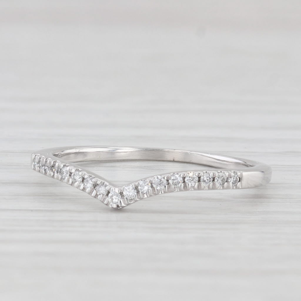 Light Gray 0.15ctw Diamond Contoured Ring Guard Stackable Wedding Band Sz 8 10k White Gold