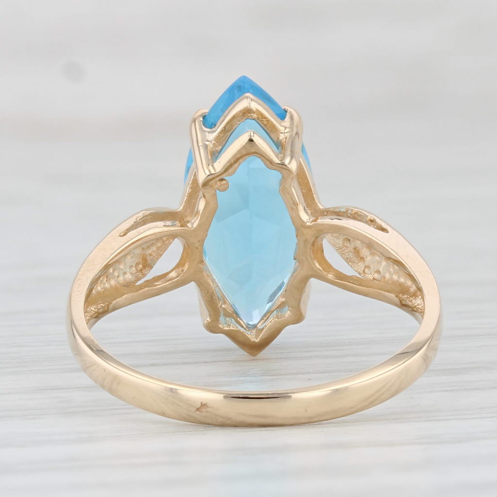 Light Gray 2.90ct Blue Topaz Marquise Solitaire Ring 14k Yellow Gold Size 7