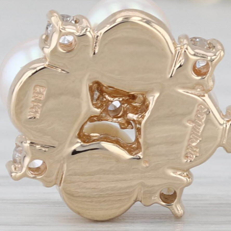 Cultured Pearl Diamond Pendant Necklace 14k Gold 16" Mariner Anchor Chain