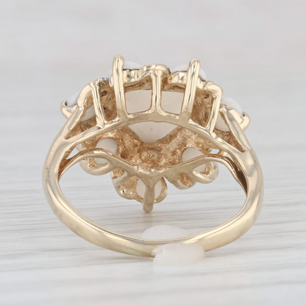 Light Gray Opal Heart Halo Diamond Ring 10k Yellow Gold Size 4.25