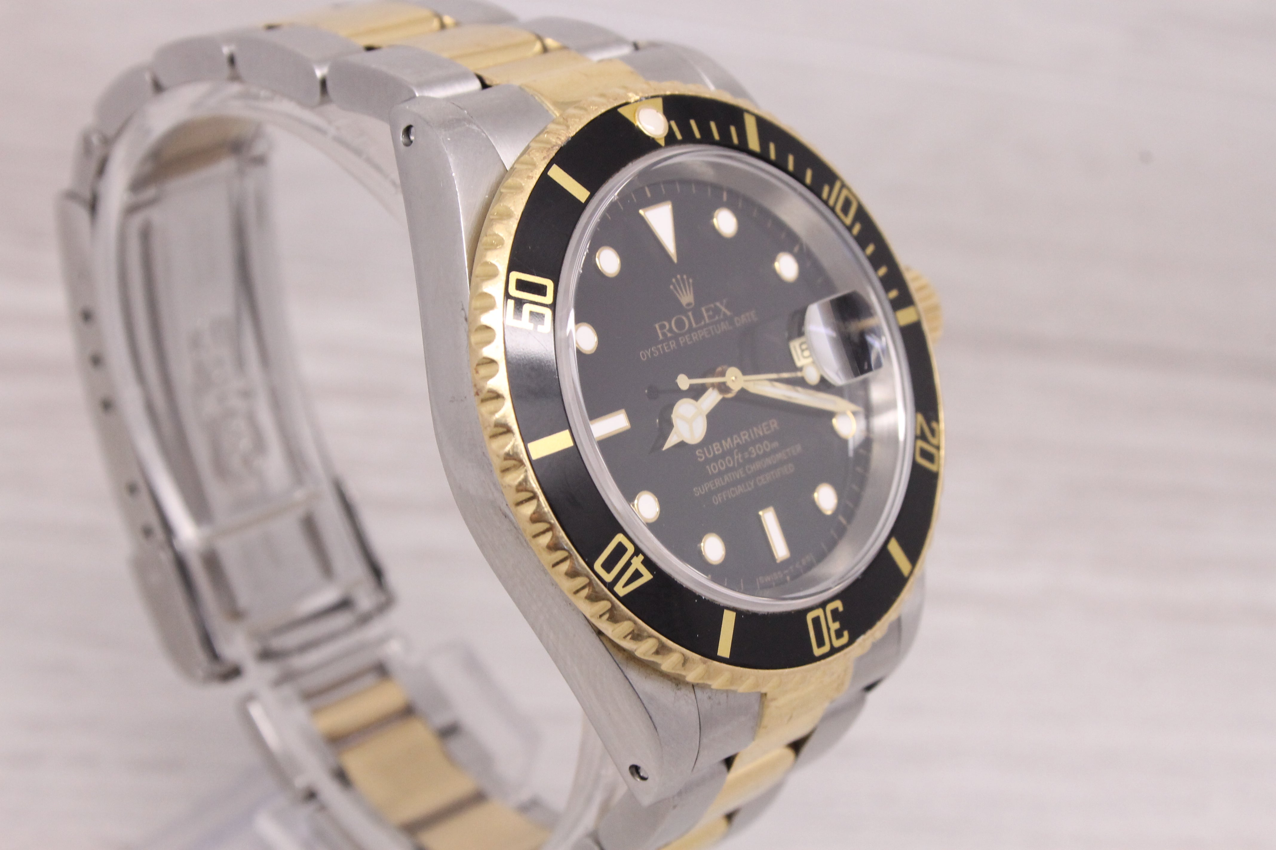 Gray 1997 Rolex Submariner 16613 Men 40mm Steel Automatic Diver Black Dial Box Papers