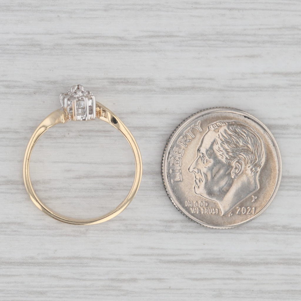 Gray Diamond Cluster Bypass Ring 10k Yellow Gold Size 4.5