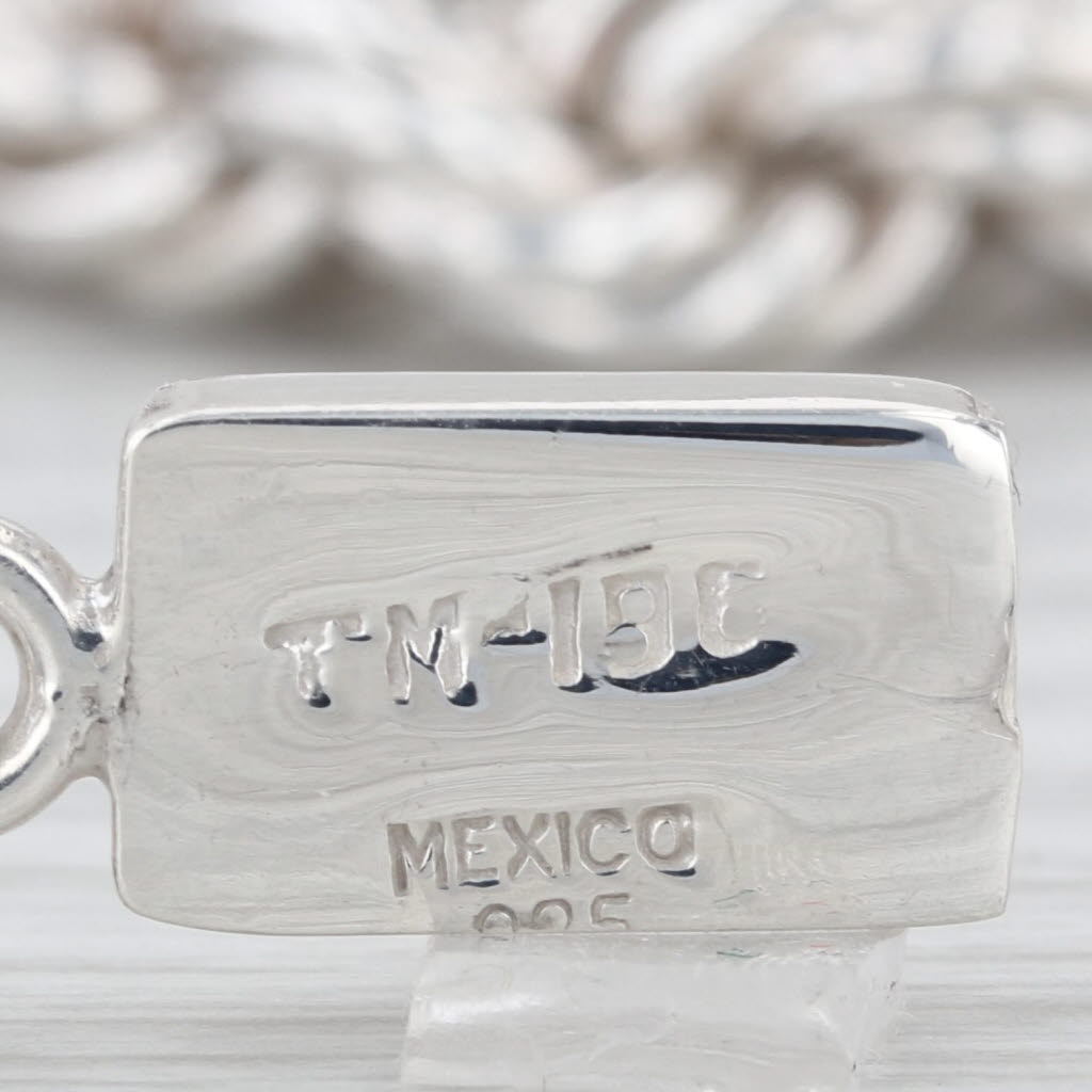 Large Rope Chain Necklace 23" 8.6mm Box Clasp Mexico Sterling Silver