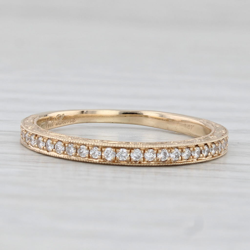 Light Gray Neil Lane 0.55ctw Diamond Wedding Band 14k Gold Ring Ornate Pattern w/ Box