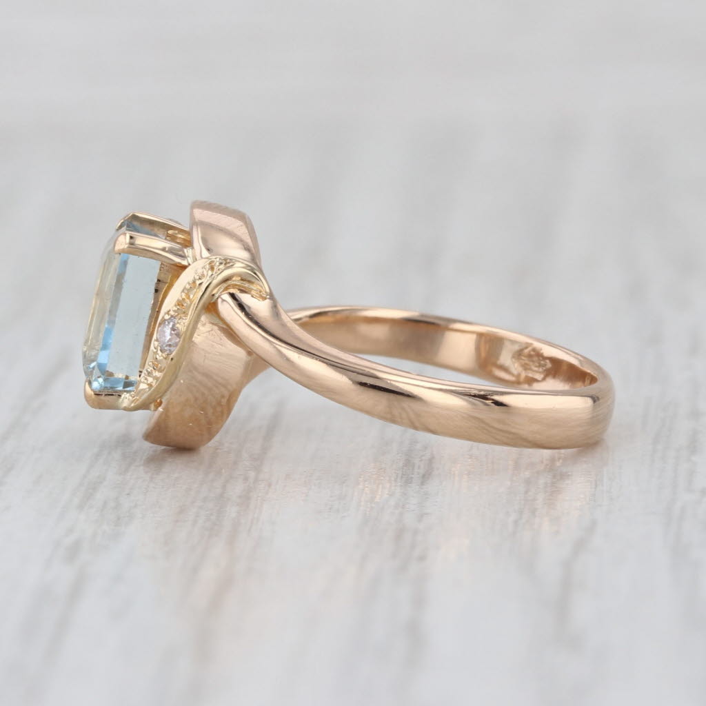 1.64ctw Aquamarine Diamond Ring 14k Yellow Gold Size 5.5