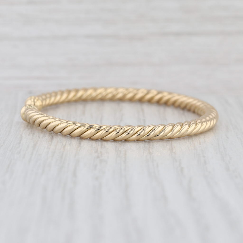 David Yurman Cablespira Flex Cuff Bracelet w/ Pouch 18k Yellow Gold 4mm 6.25"