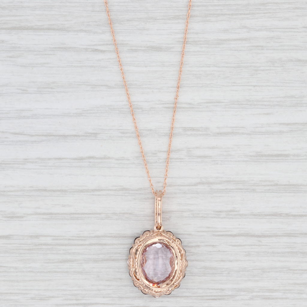 Light Gray Le Vian 4.04ctw Amethyst Quartz Sapphire Pendant Necklace 14k Rose Gold 18"