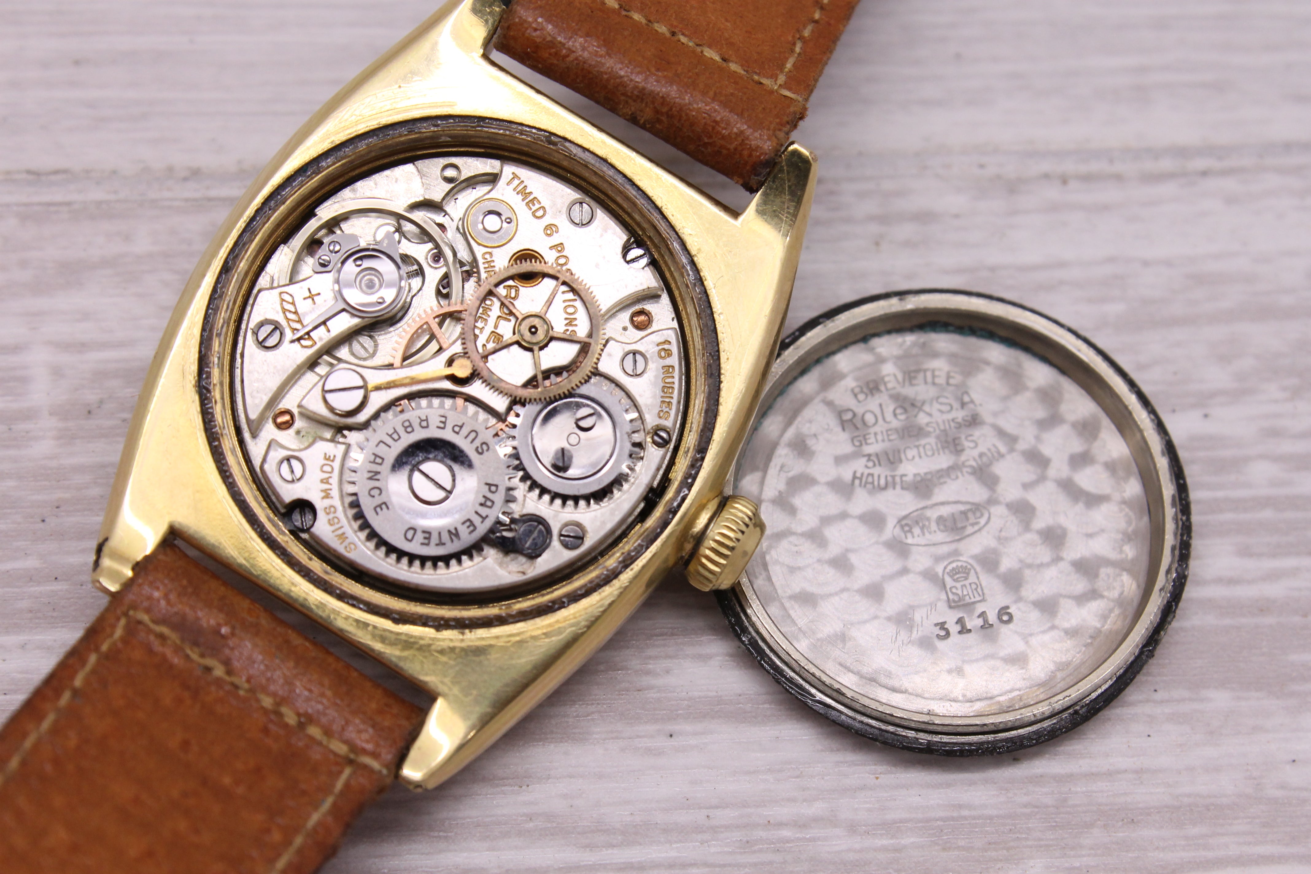 Gray Vintage 1940's Rolex Observatory Chronometer ref.3116 30mm Watch = ORIGINAL DIAL