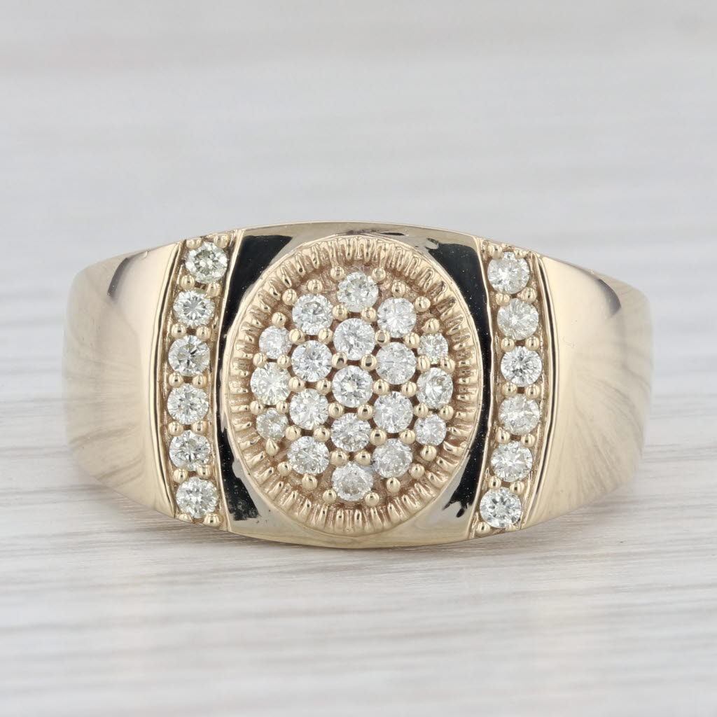 Light Gray 0.42ctw Diamond Cluster Ring 10k Yellow Gold Size 10.25 Men's